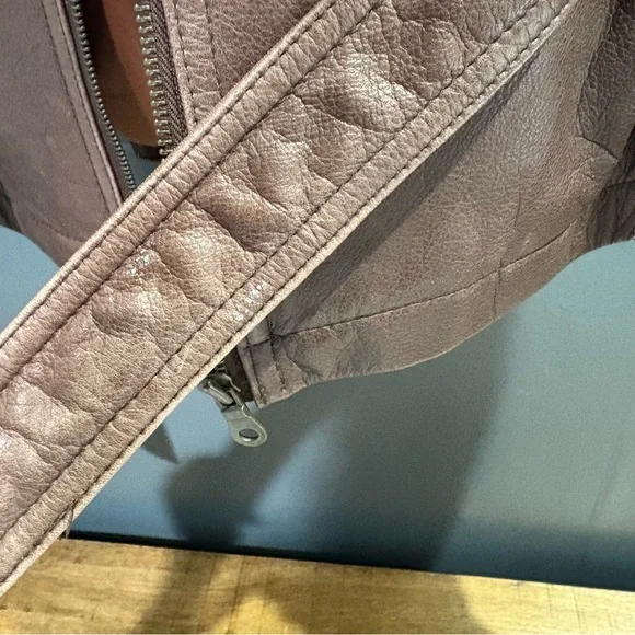 Colebrook & Co Vintage Women's Brown Leather Bomber Jacket Shearling Collar - Picture 12 of 14